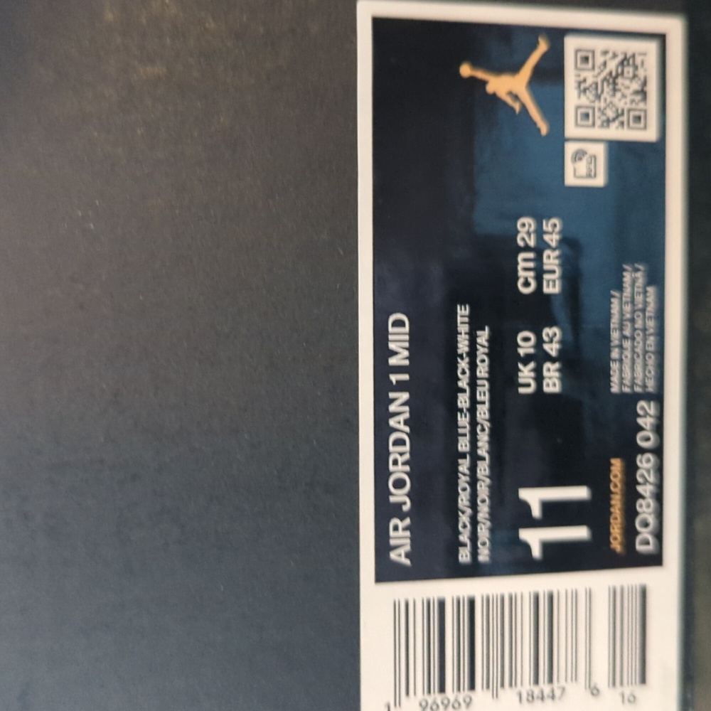 Jordan 1 Mid Black Royal Blue Size 11 - Picture 6 of 6